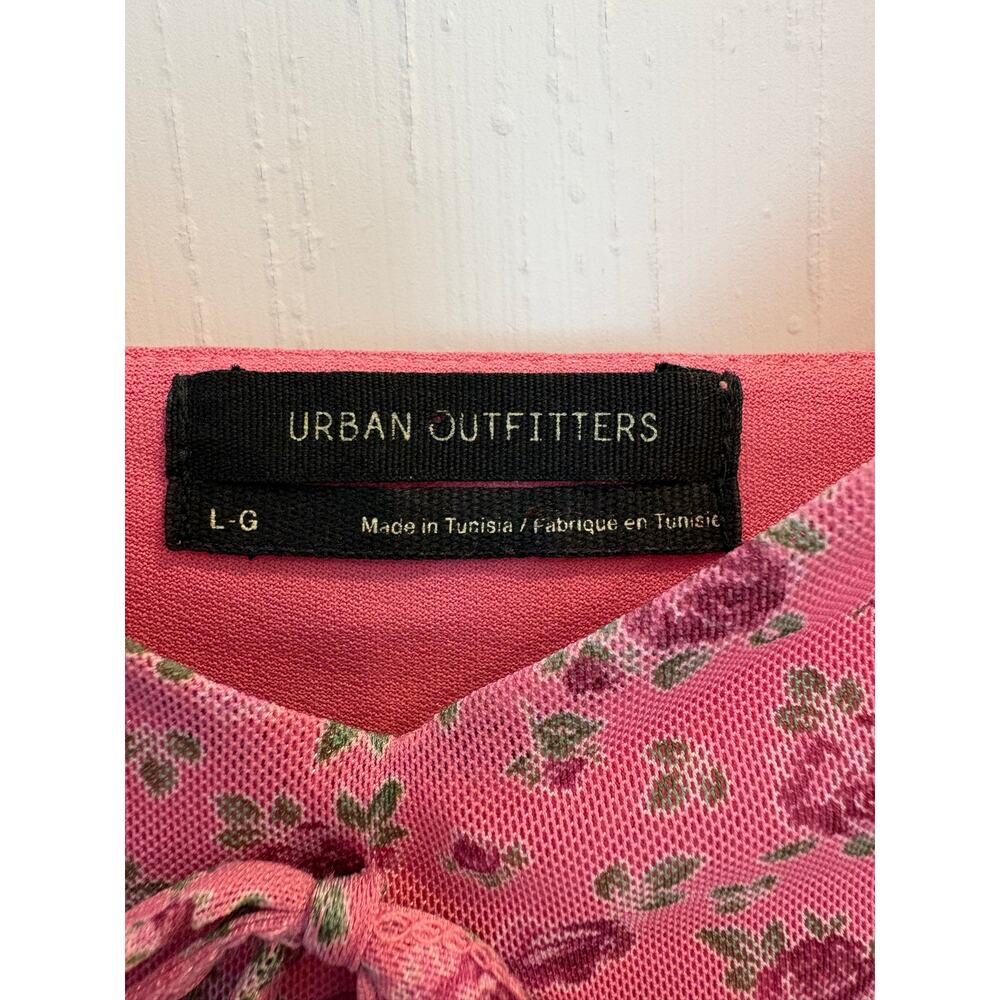Urban Outfitters Pink Floral Mesh Mini Dress Y2K Coquette Romantics Size Large - Picture 4 of 5